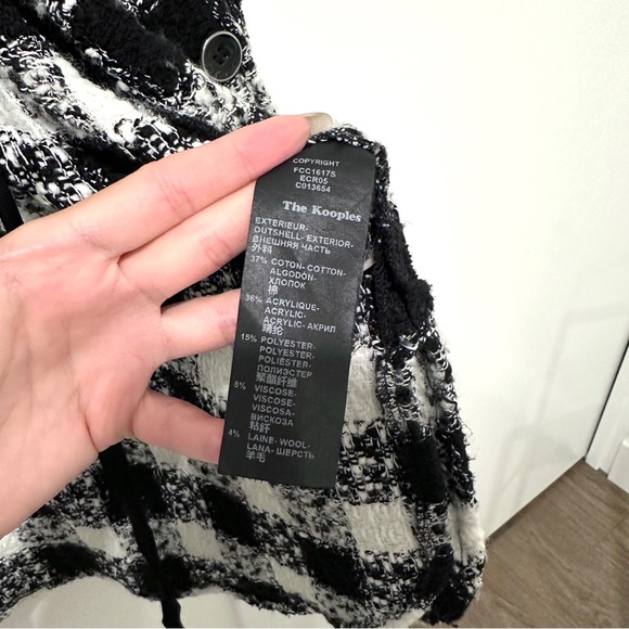 The Kooples sport black and white plaid button front shirt jacket Size 2/Medium - Picture 8 of 8